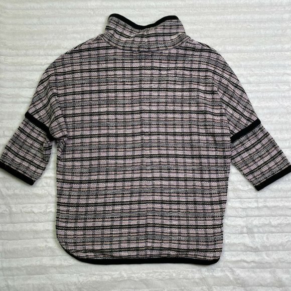 Max Studio Turtleneck Tunic Top Pullover Size Small S Plaid Black and Pink - Picture 2 of 5